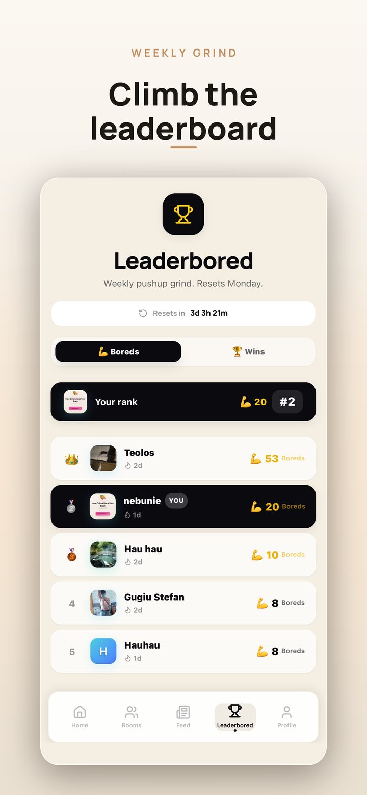 Climb the weekly leaderboard